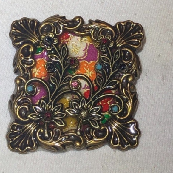 ALICE M SIGNED MIXED MEDIA MULTICOLOR FLOWER BROOCH - Picture 14 of 14